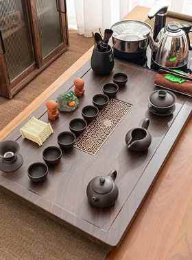 实木茶盘具整套茶全海四合一茶套装家用炉组DD101925合夫自动茶台