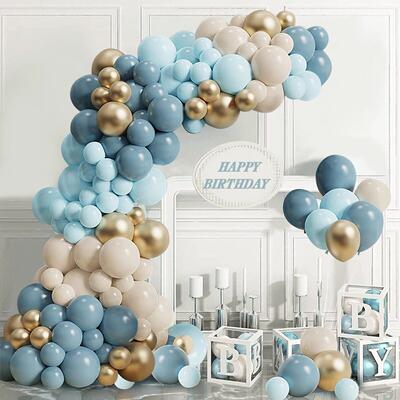 Teal Blue Gold Balloon Garland Arch Kit Confetti Ballons Bir