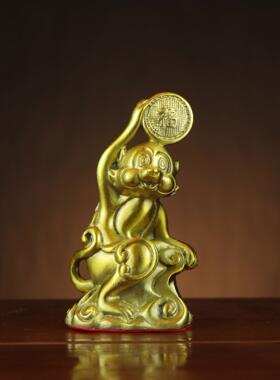 铜猴子摆件 金猴送福 家居店铺吉祥物摆件 铜如意猴 福猴 福字猴