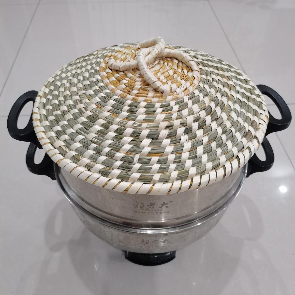 茅草麦秆家用手工草编锅盖蒸笼盖不锈钢炒锅铁锅铝锅电饭锅透气盖
