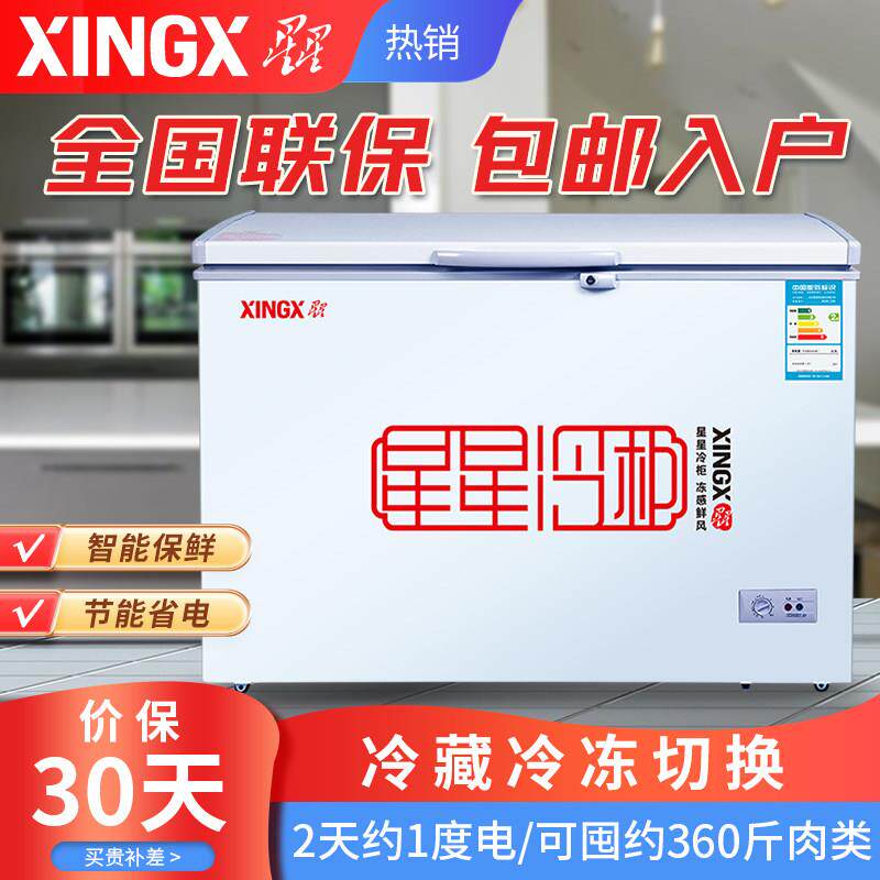 星星小冰柜小型一级节能大容量商用家用全冷冻冷藏柜带锁单温冷柜