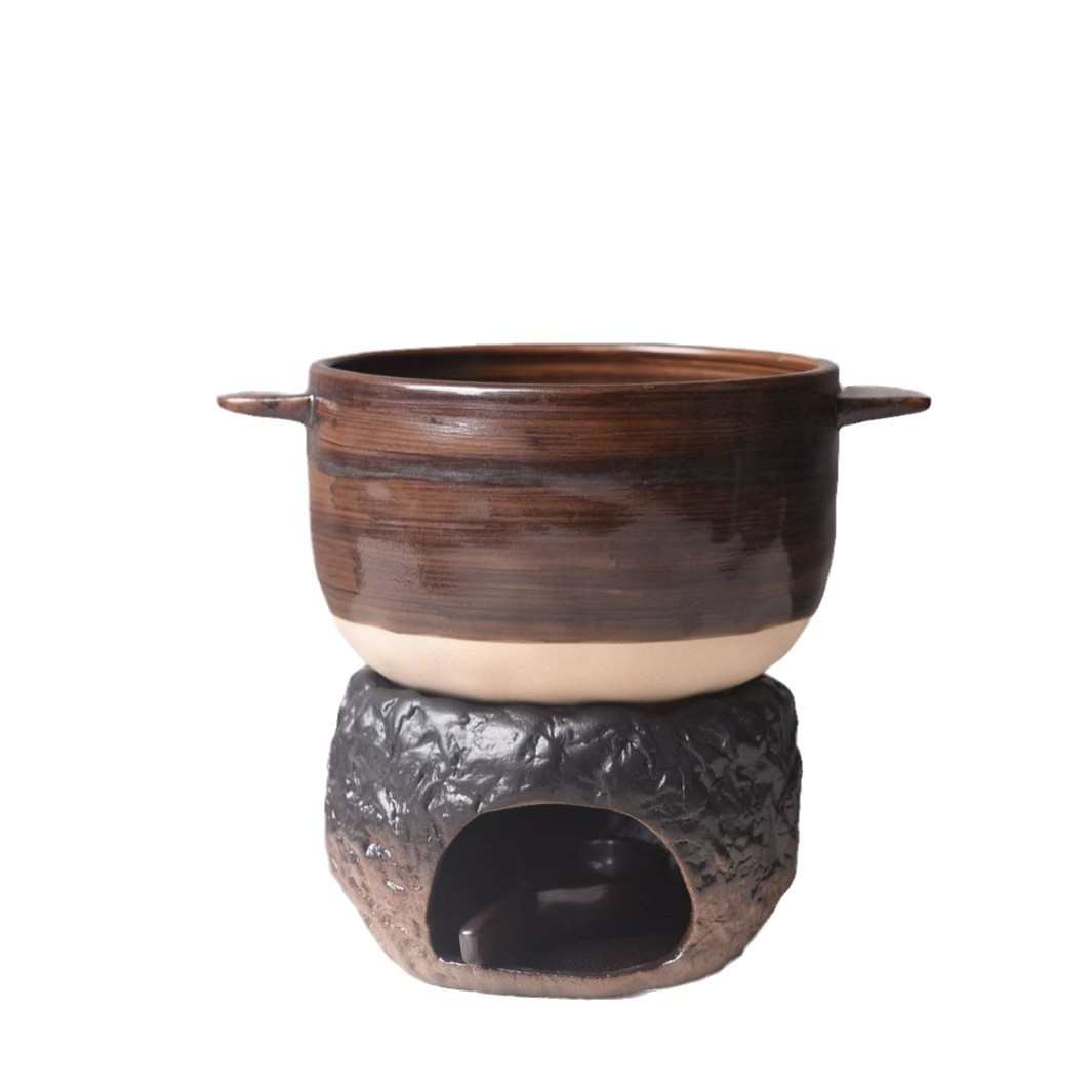 日式陶瓷碗双耳汤碗家用复古粗陶电陶炉明火粥碗泡面碗焗饭碗餐具