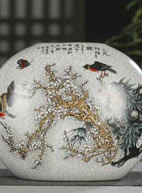 景德镇陶瓷花瓶装饰品客厅插花古董官窑花器中国家装瓷瓶
