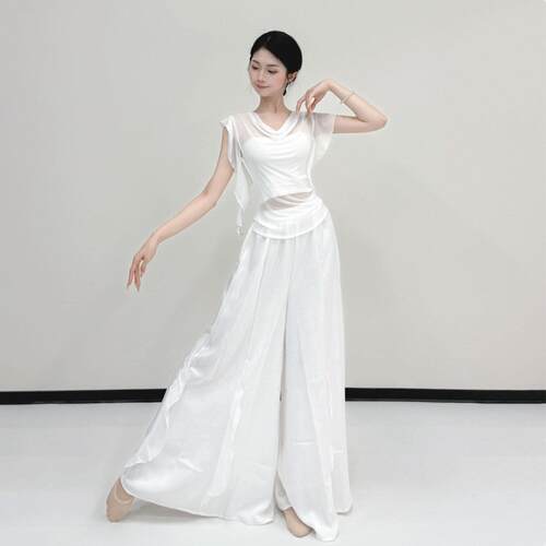 古典舞套装练功服女夏一整套2026新款中国舞白色上衣现代舞阔腿裤