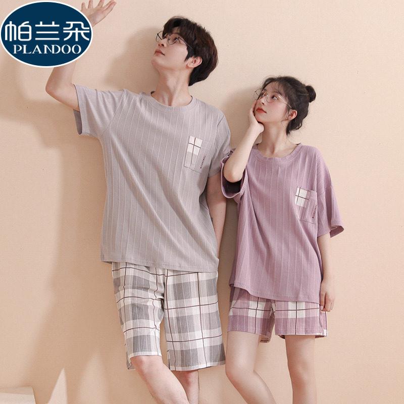 2025年新款情侣睡衣夏季纯棉短袖男士家居服夏天韩版可爱女生套装