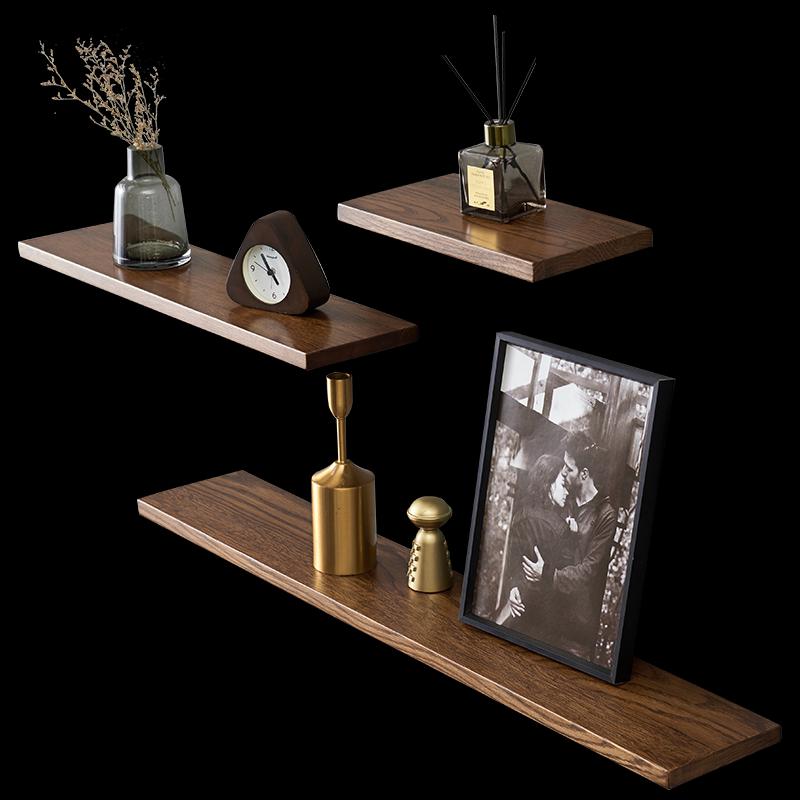 实木一字隔板墙上壁挂墙面置物板卧室搁板客厅电视墙一字板置物架