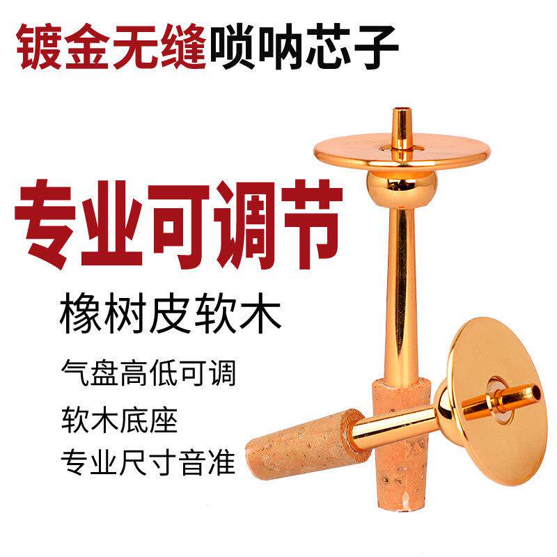 唢呐芯子纯铜软木天芯D调无缝钦子黄铜调节气盘配件降b调寸管笛管图片