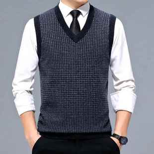 无心袖 毛闲衣百搭男装 马甲 KK冬加厚领休男士 %山羊绒背男秋3508
