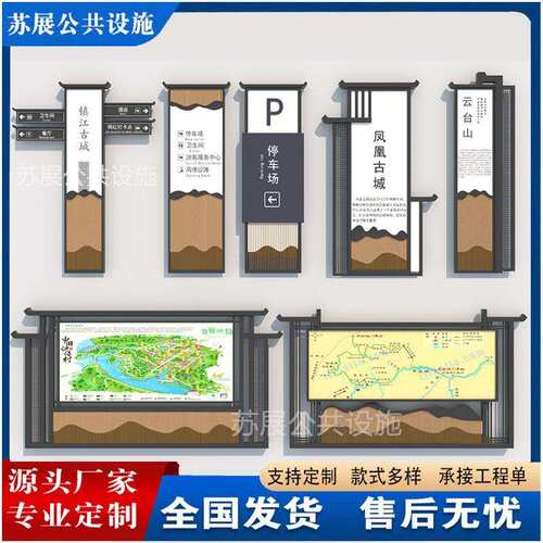 户外景区标识牌厂家指示牌导向牌立牌停车场标识商场发光导视牌厂