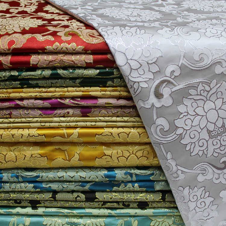 中国风旗袍娃衣童装蒙古袍藏袍舞台装饰手工提花织锦缎丝绸面料