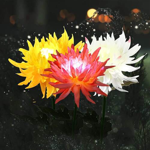 跨境新款菊花灯户外LED庭院花园灯仿真花草坪灯插地装饰灯D