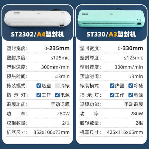 A3过塑机冷热裱照片塑封机A4办公用文件塑封层压机家用相片压膜机