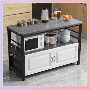 TUF4厨房岩板切菜桌操作台落地家用多层微波炉烤箱置物架多功能储