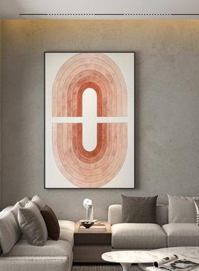 现代简约橙色圆环抽象轻奢酒店客厅玄关装饰画背景墙壁画竖版挂画