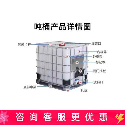 吨桶1000升柴油桶水桶油增稠1吨桶塑料水箱储水桶500L方桶化工桶