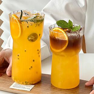 夏日居家奶茶果汁饮品杯宽口大容量700ml耐热玻璃水果茶杯特调杯
