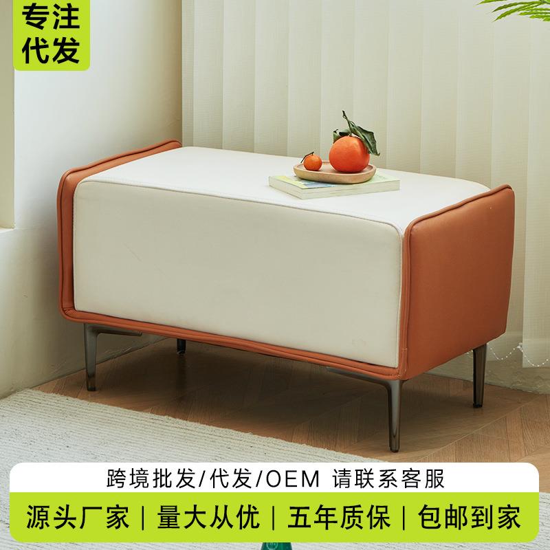 床尾凳布艺美式换鞋凳床榻欧式沙发卧室床前衣帽间床头床凳换鞋凳