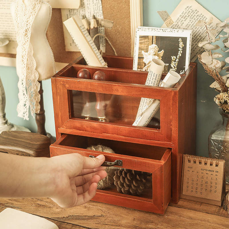 笔筒化妆刷桶玻璃抽屉遥控器桌面置物架梳妆台化妆品口红收纳盒子