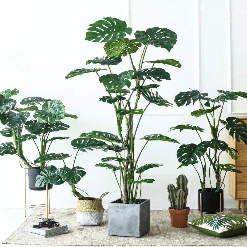 大型龟背竹仿真内植物树室客假厅店落地仿生绿植酒仿真龟背盆栽装
