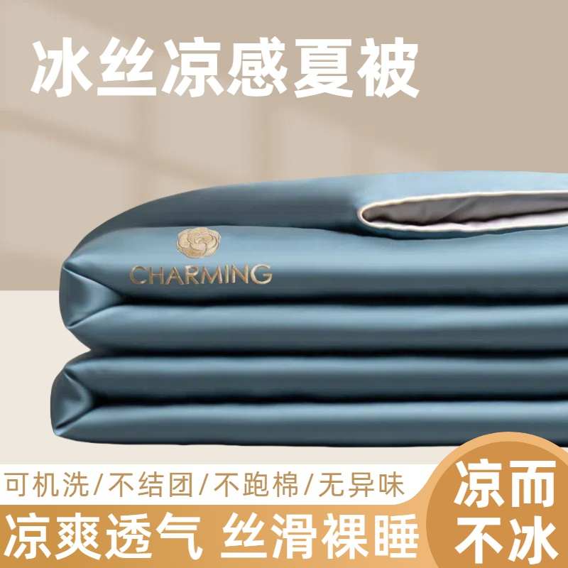 夏凉被四件套轻奢高级感凉感冰丝可机洗薄被子夏季空调被宿舍夏被