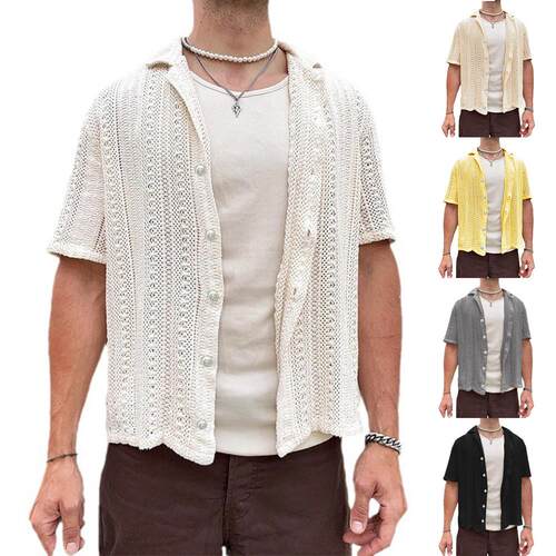 Small batch men's knitted cardigans, short sleeved tops,