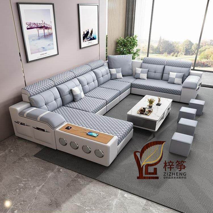 猫抓皮沙发简约现代布艺新款猫抓布免洗科技布沙发客厅沙发爆款
