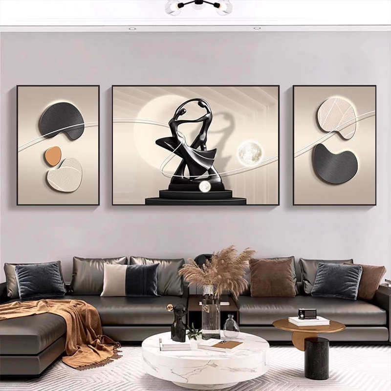 轻奢艺术客厅装饰画极简高级感沙发背景墙挂画现代简约三联画壁画,家居饰品,现代装饰画,淘宝优惠券,粉丝福利购,淘宝优惠卷