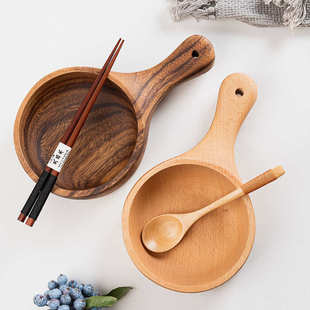 榉木泡菜碗日韩式木碗网红吃播水瓢水勺汤碗ins风泡面碗沙拉碗