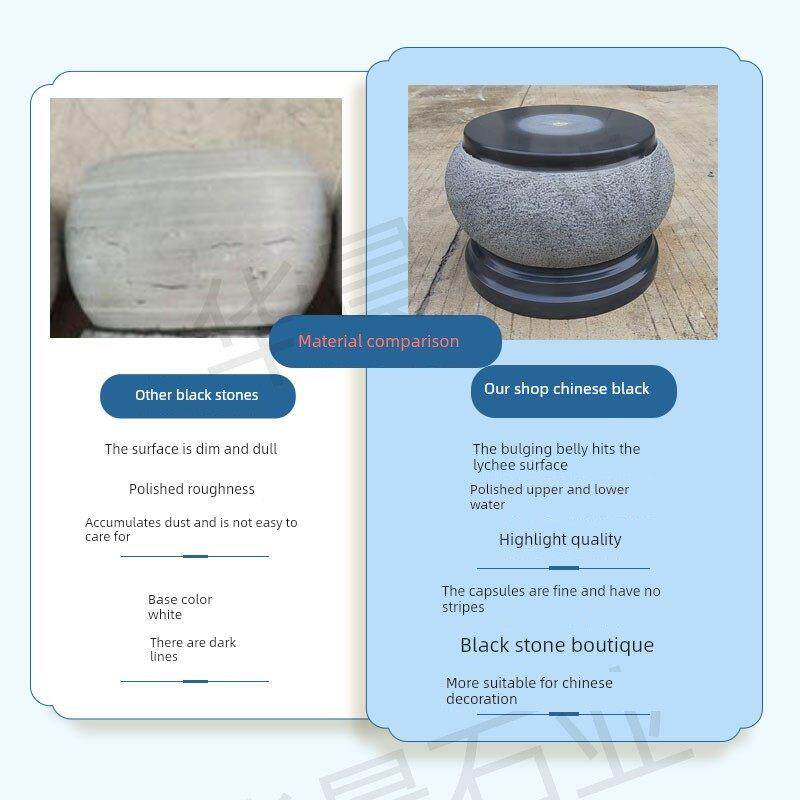 中国黑色精品中国风青石柱墩基石墩皮圆墩庭院石柱基石顶石