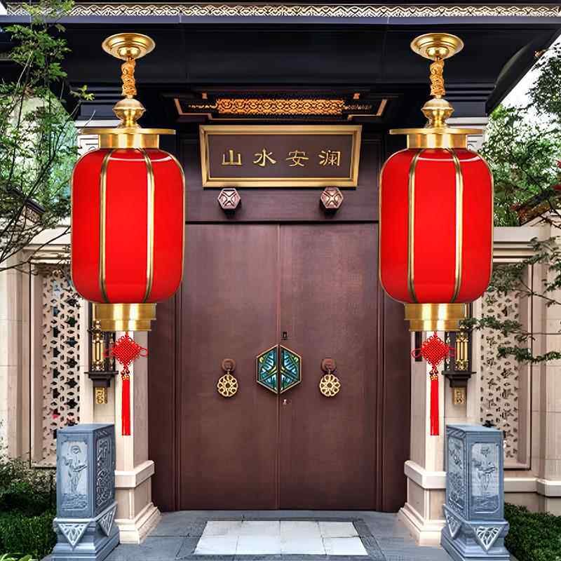 2025新款定制全铜结婚大红色吊灯中国风阳台大门口防水古风小灯笼