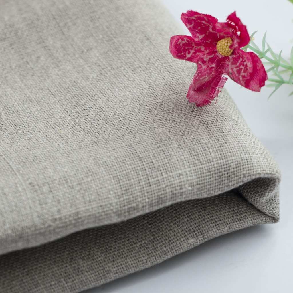 双亚麻布天然麻雨露*柔软服装面料55水洗面料