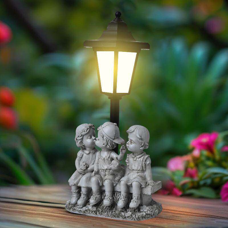 跨境爆款情侣人物太阳能摆件户外庭院花园路径氛围灯装饰品雕像