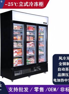 凌雪超市冻品预制菜冷冻冷藏展示柜风冷无霜-25度立式速冻冷冻柜
