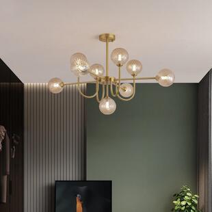 北欧客厅吊灯现代简约大气酒店餐厅玻璃复古卧室新款 魔豆分子吊灯