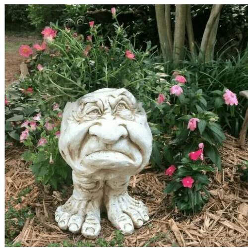 滑稽麻瓜脸雕塑搞怪表情花盆Muggly's The Face Statue Planter
