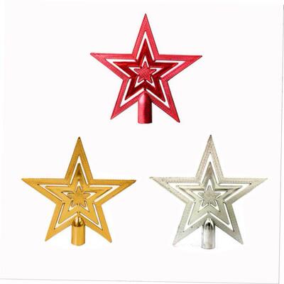 Golden pentagram at the top of the Christmas tree圣诞