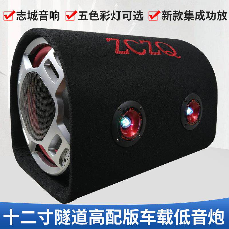 12寸隧道车载低音炮 中功率汽车音响 12V24V220V桌面音箱遥控插卡