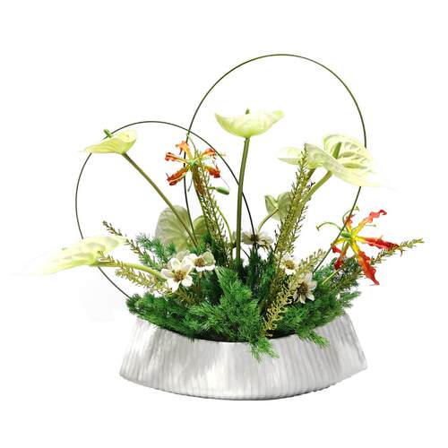 轻奢仿真花艺绿植插花新中式现代样板间售楼部前台酒店茶几摆件设