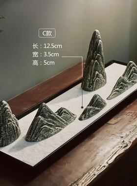 高档泥巷新中关摆件书房式办公玄室禅意软饰品装陶瓷假山石头枯山