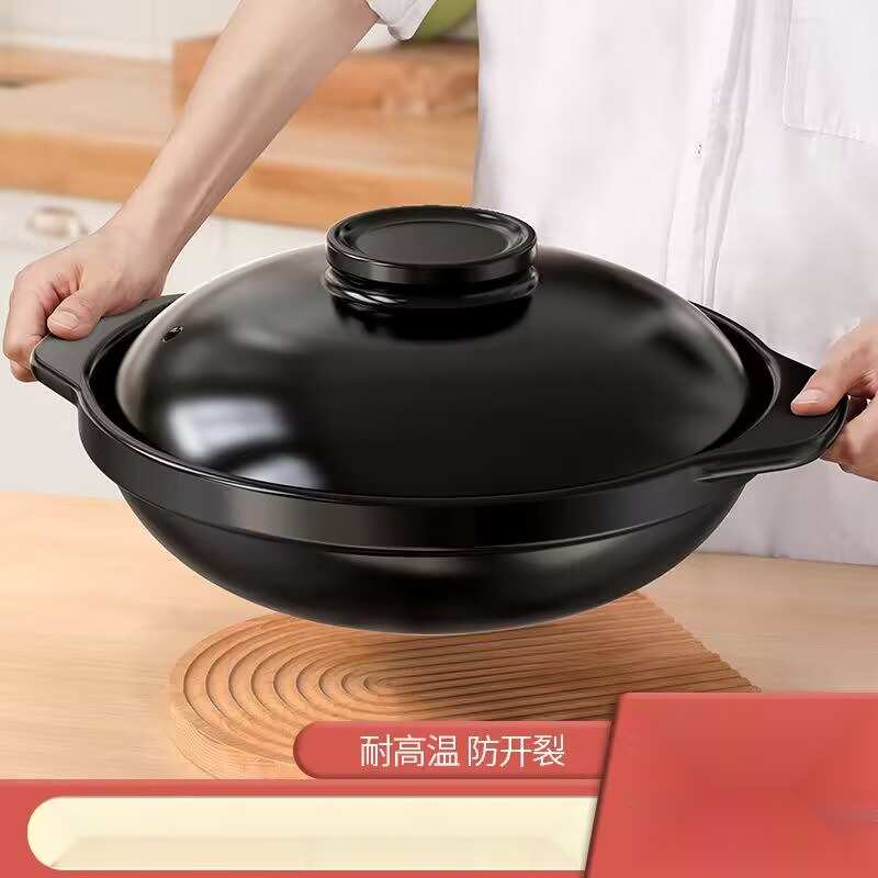 商用煲仔饭家用砂锅防干烧耐高温大容量鱼头煲饭店专用浅口汤沙锅