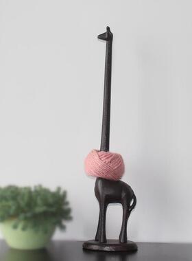 铸铁长颈鹿餐桌面纸巾架花园麻绳架复古园艺杂货别墅装饰金属摆件