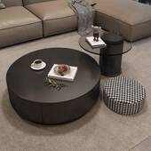 大圆小圆茶几圆形合家用客厅高档岩茶板无品牌 组几色圆形茶几小