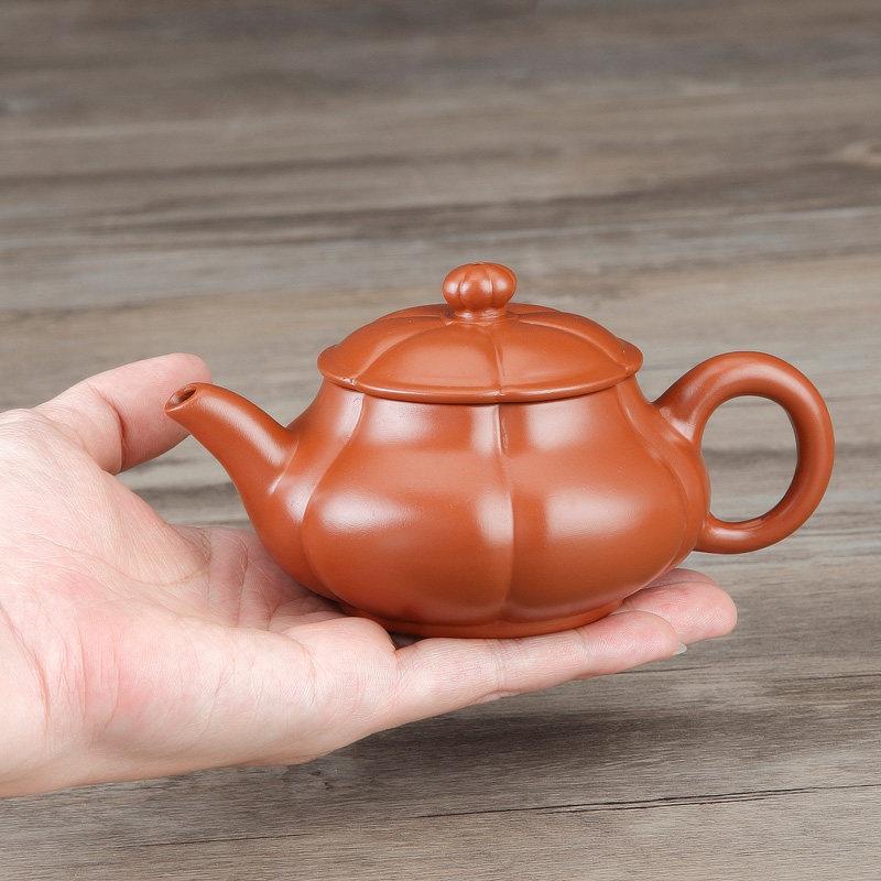 朱泥茶壶紫砂大容量泡茶壶潮州功夫茶具家用大号南瓜壶中式金钟壶