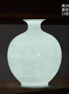 新款景德镇陶瓷玲珑瓷件新插花装饰中式客厅视电柜博古架装摆饰品