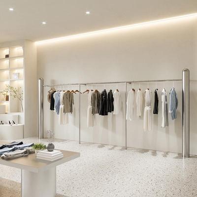 陈列不锈钢架落地式墙展示挂衣上店服装店杆红女装网衣帽架挂衣
