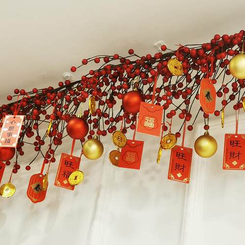 NUCHI 新年装饰品红果商场吊顶挂饰春节商场橱窗美陈场景布置