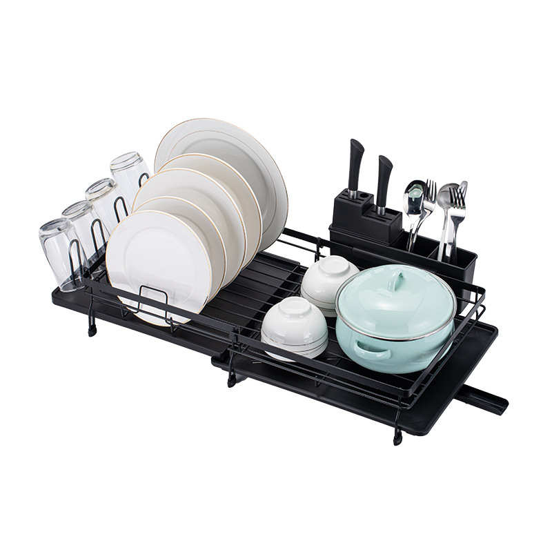 伸缩碗碟架厨房置物架拉伸厨房收纳架大容量沥水架碗筷桌面架