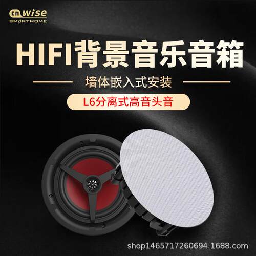 华尔思L6家庭背景音乐系统吸顶音响嵌入分离式高音头喇叭立体声