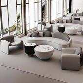 903户型简约猫抓沙发酒小店沙大厅创意弧形接待会客发茶几组合皮