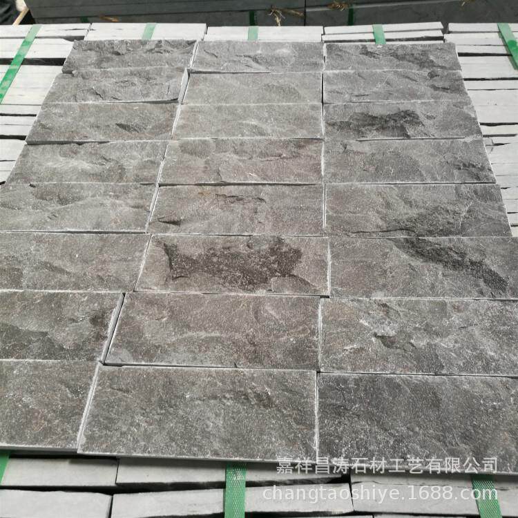 厂家青石片岩石背景墙文化石花园公园户外墙砖断面马赛克墙贴
